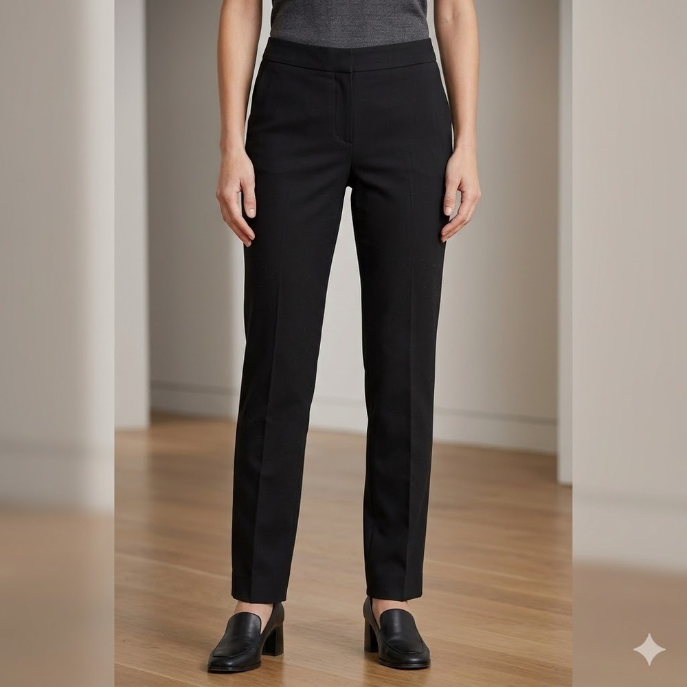 Quiet Luxury Lafayette 148‎ New York Mercer Slim Fit Pants Size 6 Black Solid